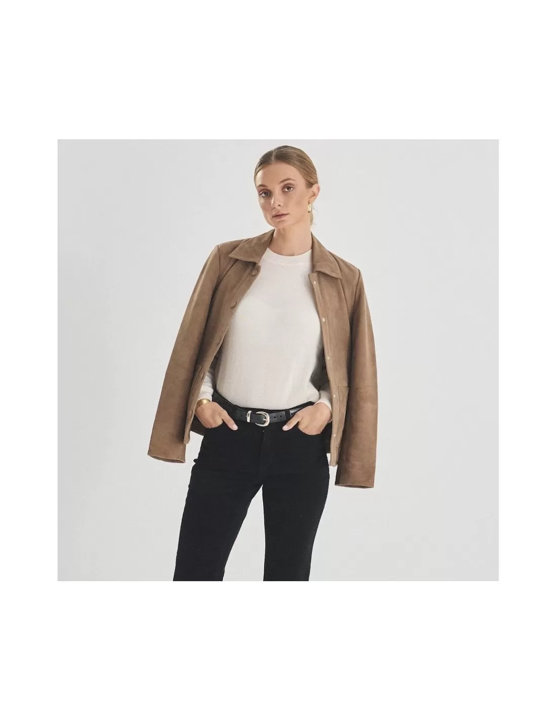 Mujer MONPIEL Chaquetas De Cuero Mujer*Chaqueta de Piel Mujer Botones Forrados